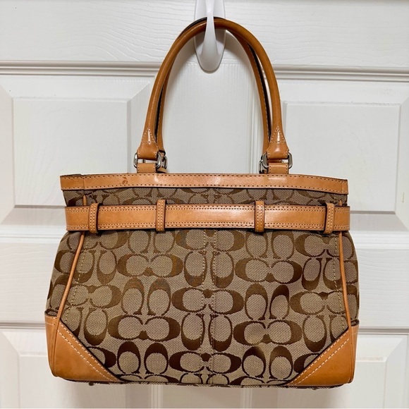 Coach Hampton Satchel Signature Canvas Brown Leather - Picture 3 of 11